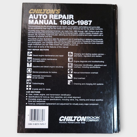 Chilton's Auto Repair Manual 1980-1987 Collector's Ed Hardcover (7670) MINT! - Picture 2 of 4